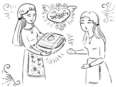 Vektör doodle fırında kek