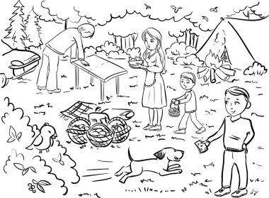 Büyük piknik aile ile açık rekreasyon