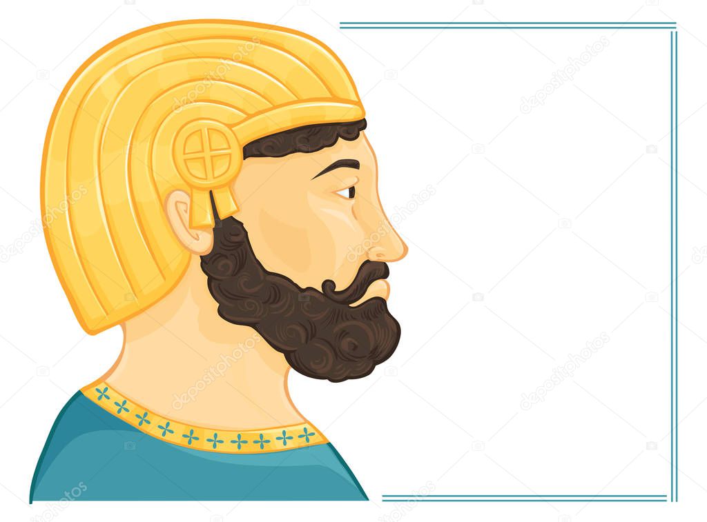 Profile of Cyrus ruler of Persia illustration