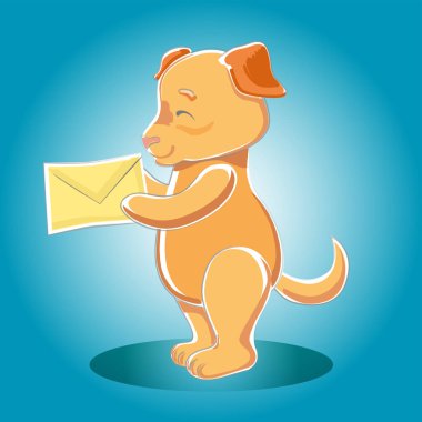 Karikatür mutlu köpek ile bir mektup