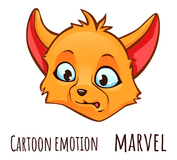 Emoção de desenhos animados de raposa - maravilha — Vetor de Stock