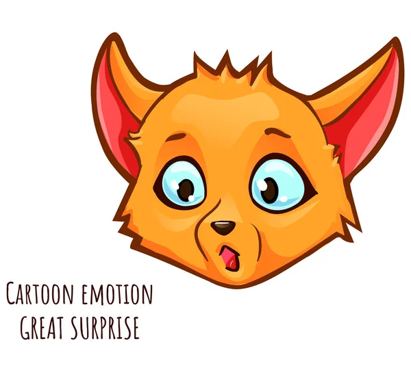 Emoção de desenho animado de raposa - grande surpresa — Vetor de Stock