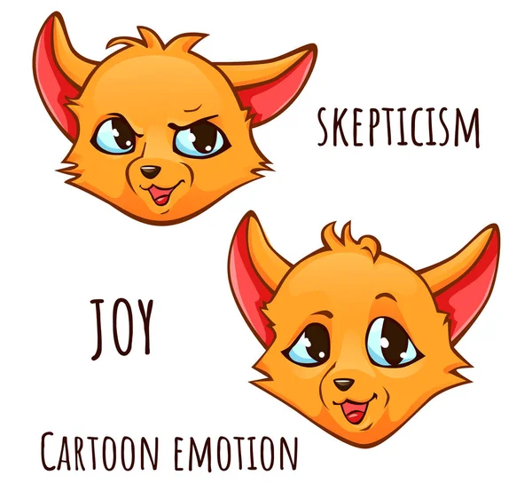 Cartoon-Gefühl des Fuchses - Skepsis, Freude — Stockvektor