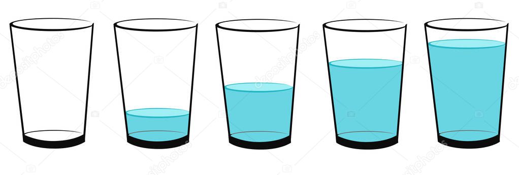 Vecrtor set icons glasses with water - animation frames Vector Graphics