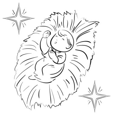 Noel çocuk ve yıldız çizgi-sanat