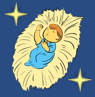 Noel çocuk ve renkli yıldızlar