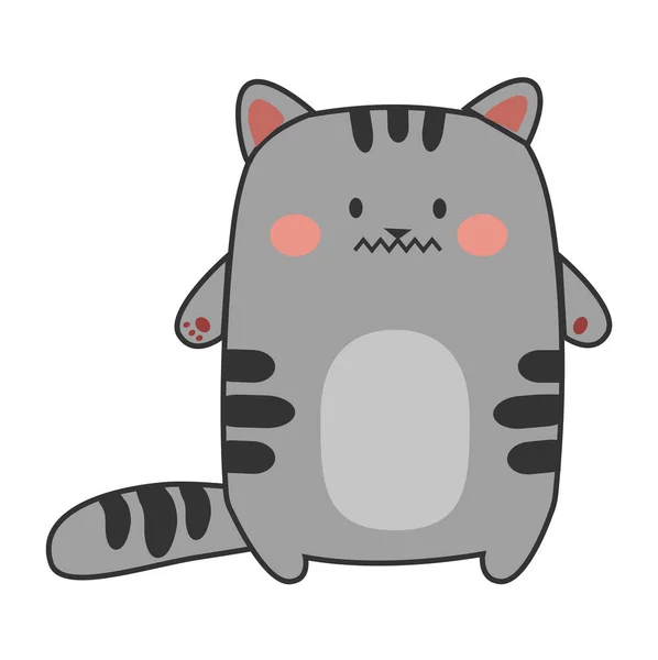 Смайлик сірий кіт - в квадраті — стоковий вектор