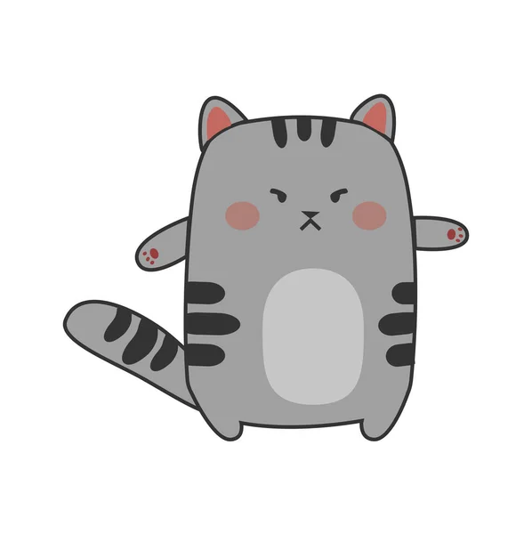 Chat en colère - émotion kawaii — Image vectorielle