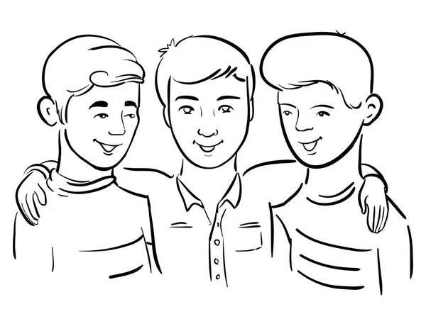 Trzech przyjaciół razem-Doodle ilustracji — Wektor stockowy