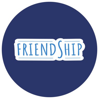 Doodle dostluk yazı-mavi işareti