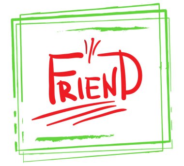 Yeşil çerçevede Doodle kelime Friend