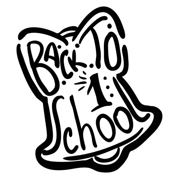 Bell med båge är Doodle bokstäver tillbaka till skolan — Stock vektor