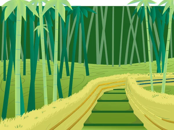 Πράσινη εικόνα Sagano δάσος μπαμπού Ιαπωνία για την παράλαση Effe — Διανυσματικό Αρχείο