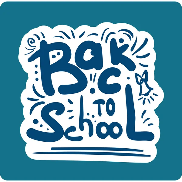 Lettering doodle back to school  on blue background — Stock Vector