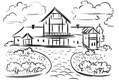 Geniş bahçesi ve çiçekliği olan Doodle Geniş kır evi.