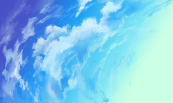 Sol köşesinde bulutlar olan mavi gökyüzü. Sanat arkaplanı