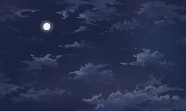 Gecenin karanlığında ve ay ışığında bulutlar. Sanat arkaplanı