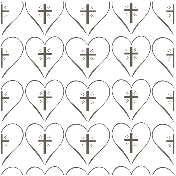 Patrón Vectorial Sin Costura Doodle Cuerda Bungee Cruz Corazón — Vector de stock