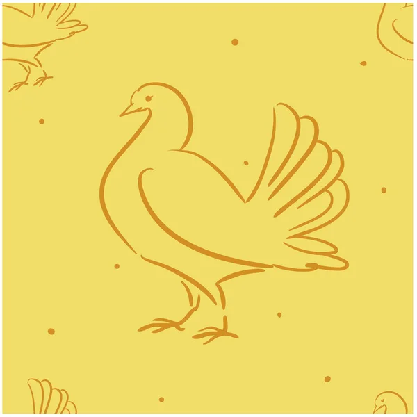 Bezešvé Vektorové Vzor Žlutý Pták Holubice — Stockový vektor
