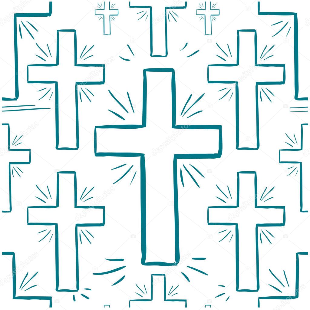 Seamless vector pattern doodle biscay bay crosses