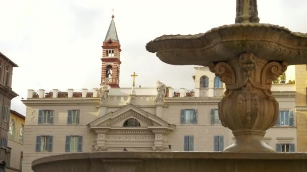 Olaszország Róma Piazza Farnese November 2017 Szökőkút Bernini Épületek — Stock videók