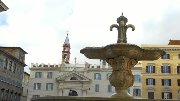 イタリア ローマ広場ファルネーゼ 2017年噴水ベルニーニや建物の — ストック動画