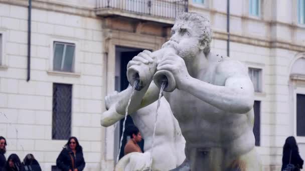 Włochy Rzym Piazza Navona Listopada 2017 Zbliżenie Pomnik Fontanną — Wideo stockowe