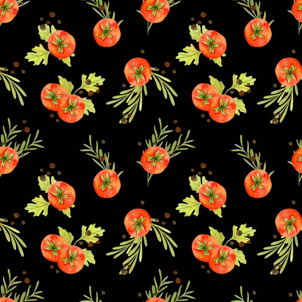 Watercolor tomatoes seamless pattern — Stock Photo, Image