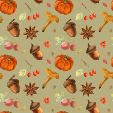 Suluboya sonbahar (sonbahar) dikişsiz desen 