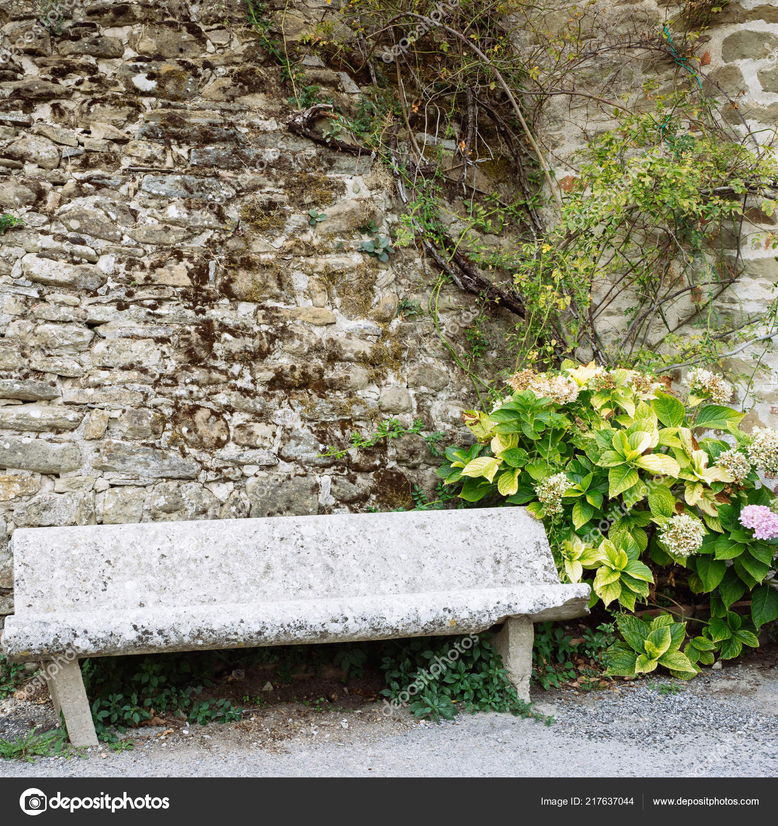 Ancient Stone Bench In A Small Village Of Medieval Origin Volpaia