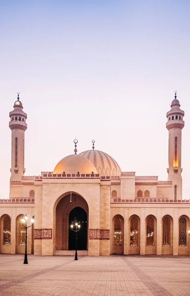 Mezquita Más Emblemática Fateh Por Noche Manama Bahréin — Foto de Stock