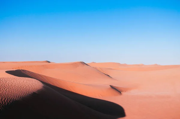 Paisagem Dunas Areia Exótica Vazia Deserto Wathba Sob Luz Noite — Fotografia de Stock