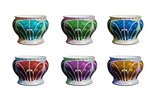 Colección Conjunto Colorido Patrón Col Pintada China Antiguo Jarrón Porcelana —  Fotos de Stock