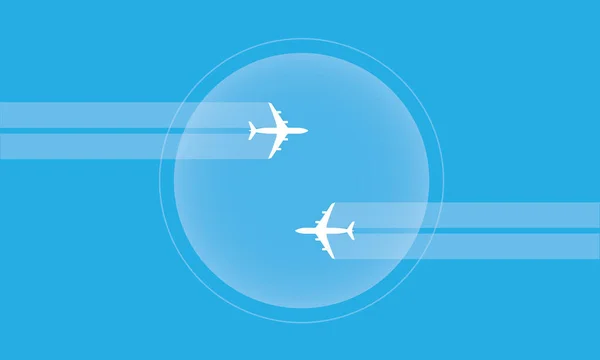 Bubble Cestování Letadlo Bílý Kouř Kontrail Ocas Bublina Modrá Pozadí — Stockový vektor