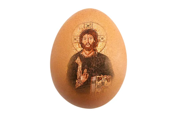 Izolacja Piękny Idealny Kształt Organiczny Brązowy Kurczak Egg Jezus Obraz — Zdjęcie stockowe
