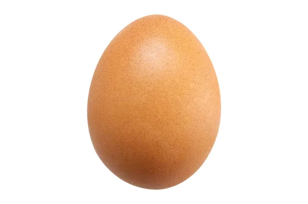 Izolacja Piękny Kształt Organiczny Brązowy Kurczak Egg Białym Tle Cienka — Zdjęcie stockowe