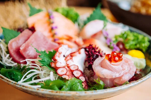 Diverse Verse Japanse Otoro Tonijn Sashimi Otoro Tako Zalm Hamachi — Stockfoto