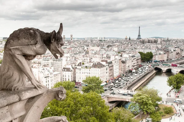 Chimera Gargoyle Notre Dame Cathedral Paris Γαλλία — Φωτογραφία Αρχείου