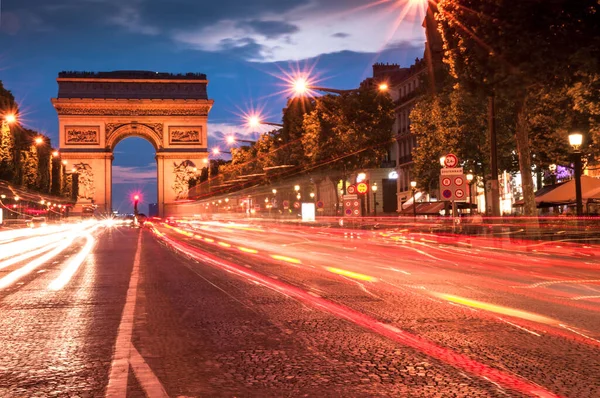 Arch Triomphe Σούρουπο Μεγάλη Έκθεση Shot — Φωτογραφία Αρχείου