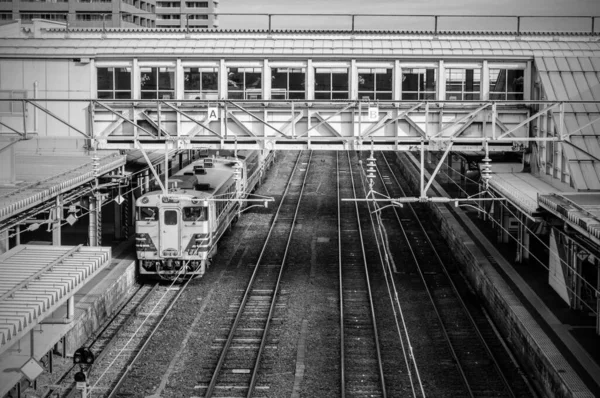 Ακίτα Ιαπωνία Οκτ 2014 Τοπικά Τρένα Στο Σταθμό Ακίτα Λειτουργεί — Φωτογραφία Αρχείου