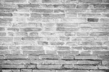 Çok eski grunge beyaz ve gri tonlu tuğla duvar dokusu arka plan - Monoton tuğla duvar kağıdı