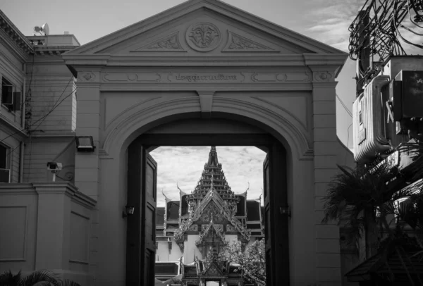 Bangkok Grand Palace Foto Bianco Nero — Foto Stock
