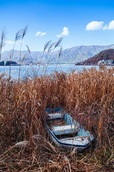 Viejo Roto Fila Barco Fueron Varados Atascado Kawaguchiko Lago Orilla —  Fotos de Stock