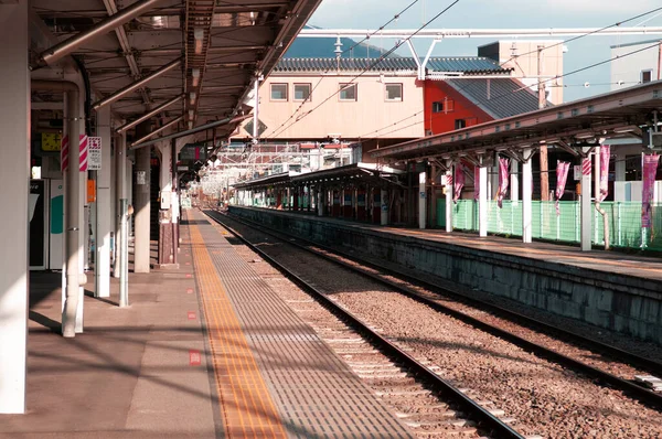 Nov 2018 Oysuki Japan Empty Japan Otsuki Vasútállomás Platform Napfény — Stock Fotó