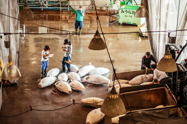 Jun 2014 Kawasaki Jepang Pedagang Pasar Ikan Segar Jepang Selama — Stok Foto