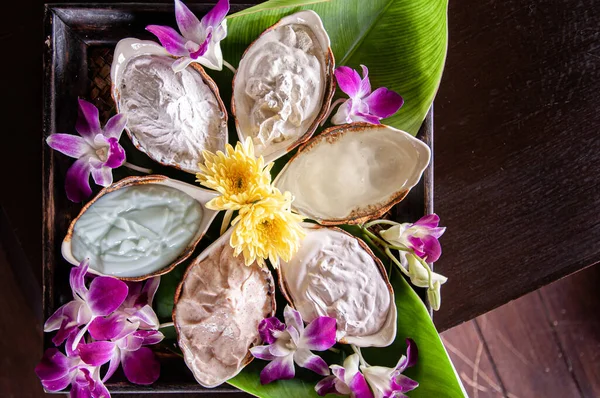 Thai Oriental Nutural Spa Ingrediente Frecare Mască Smântână Din Plante — Fotografie, imagine de stoc