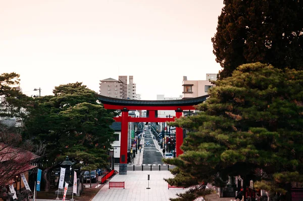 Dic 2018 Iwate Japón Gran Puerta Torii Roja Santuario Morioka —  Fotos de Stock