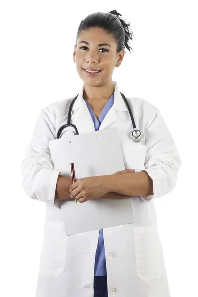 Stock Image Female Healthcare Worker Isolated White Background — Stock Photo, Image