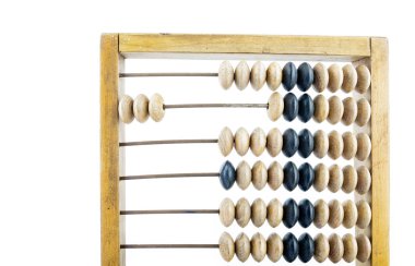 Ahşap abaküs. Eski ahşap abacus parlak arka plan üzerinde. Ahşap hesap makinesi.