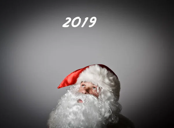 Santa Claus Dos Mil Diecinueve Concepto Año Nuevo — Foto de Stock